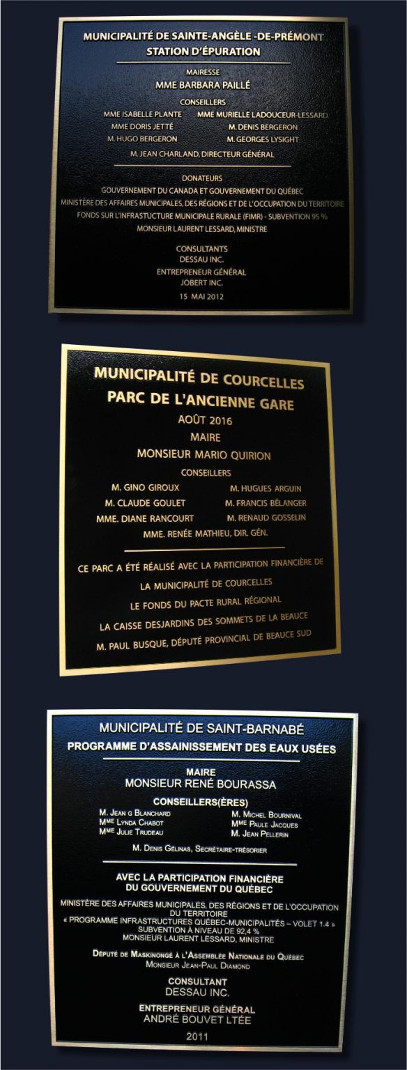 Plaque commémorative en bronze pour inauguration | Plaques Dumas